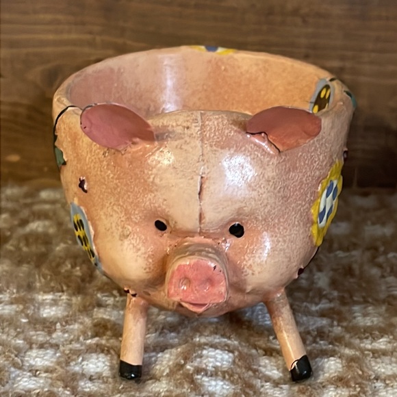 Pig trinket bowl/candle holder 4” - Picture 1 of 13